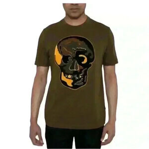 NWT SEAN JOHN Men's Chenille Skull Graphic T-shirt In Beechwood Size 4XL